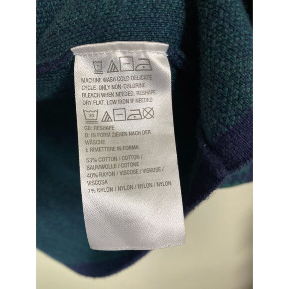 Susan Graver Cardigan Sweater Blue Green Houndstooth Women XL Christmas Holiday - Picture 8 of 15